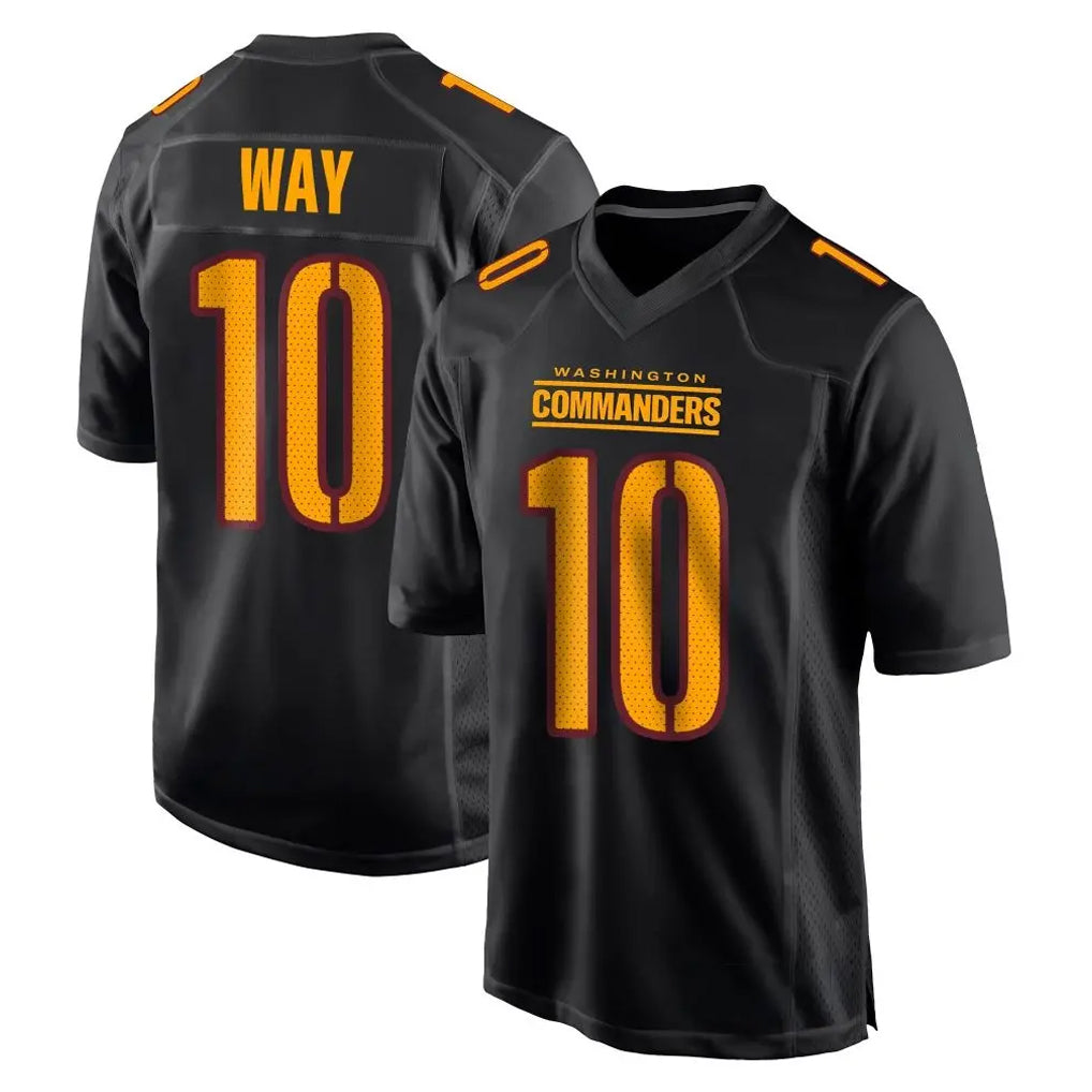 Pouc W.Commanders #10 Tress Way Player Black Carbon Fashion Home Game Stitched Jerseys