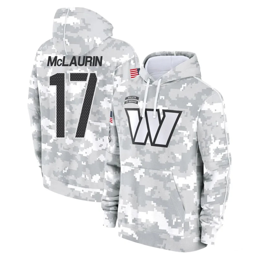 Pouc W.Commanders #17 Terry Mclaurin Player Arctic Camo Limited Salute to Service Pullover Hoodies Game Stitched Jerseys