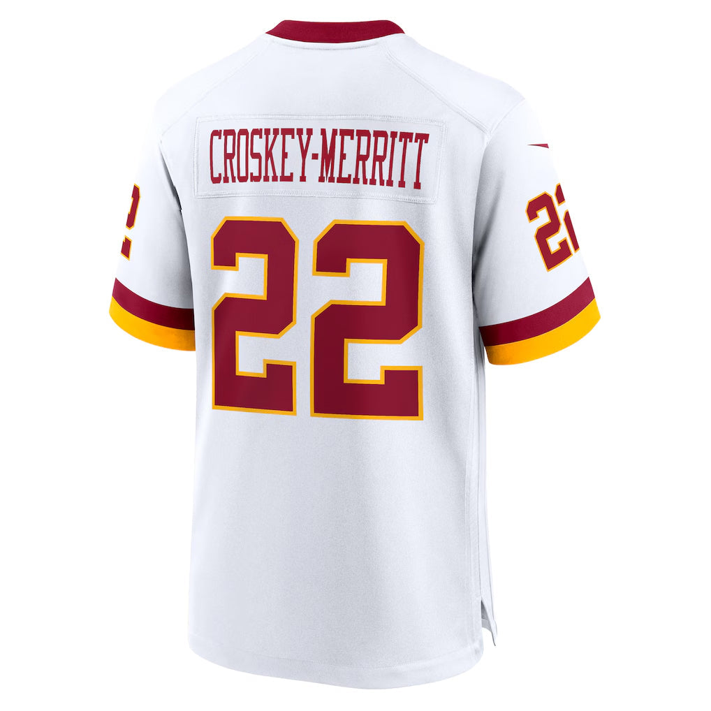 Pouc W.Commanders #22 Jacory Croskey-Merritt Player White Home Game Stitched Jerseys
