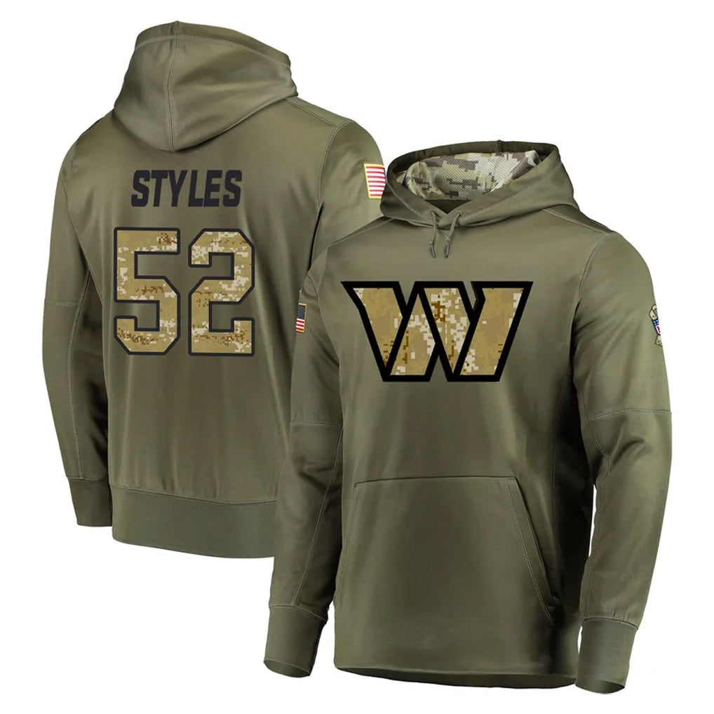 Pouc W.Commanders #52 Sonny Styles Player Olive Salute to Service Pullover Hoodie Limited Home Game Stitched Jerseys