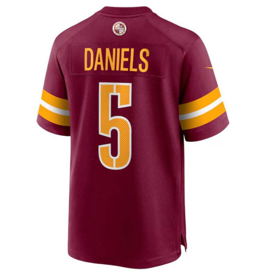 Pouc W.Commanders #5 Jayden Daniels Burgundy 2024 Draft First Round Pick Player Game Stitched Jersey