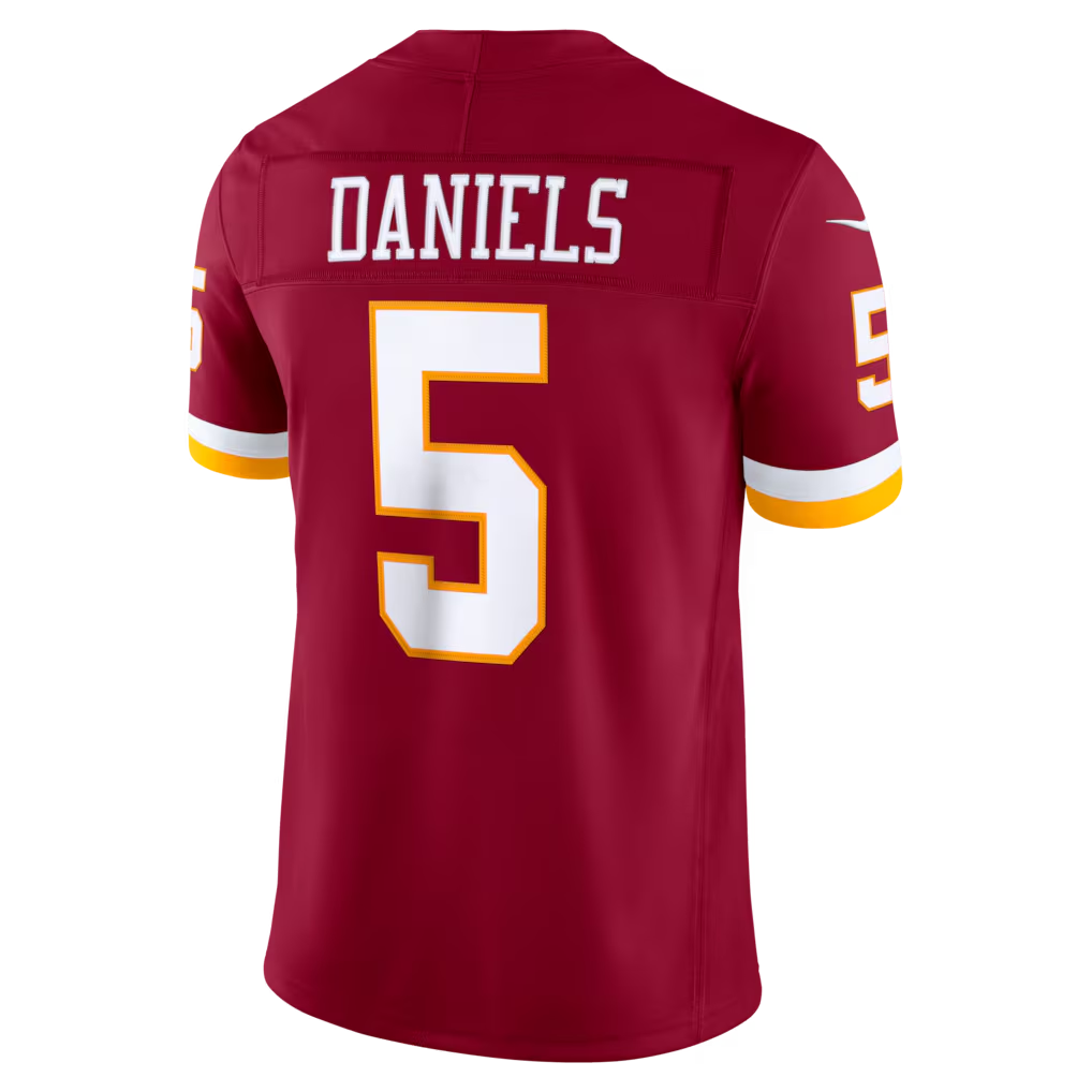 Pouc W.Commanders #5 Jayden Daniels Burgundy Team Vapor F.U.S.E. Stitched Limited Jerseys