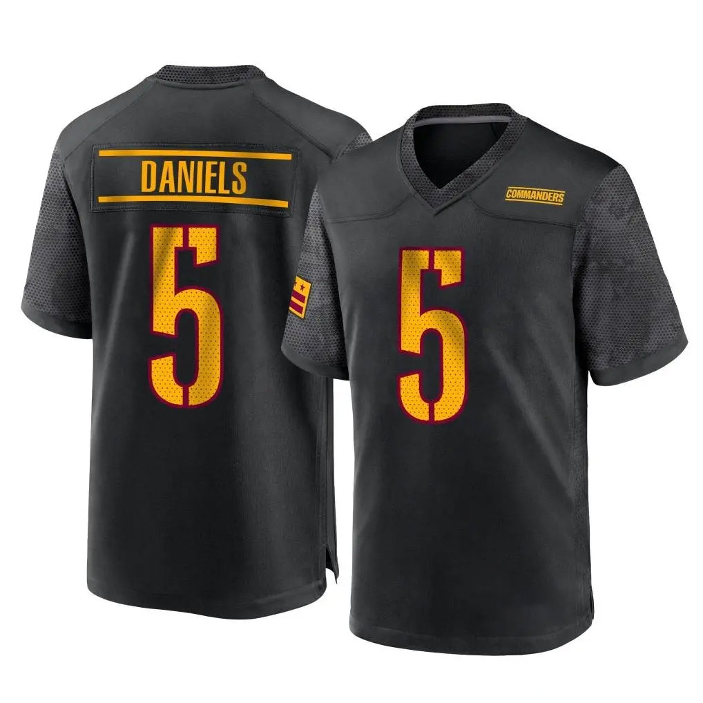 Pouc W.Commanders #5 Jayden Daniels Player Black Home Game Stitched Jerseys