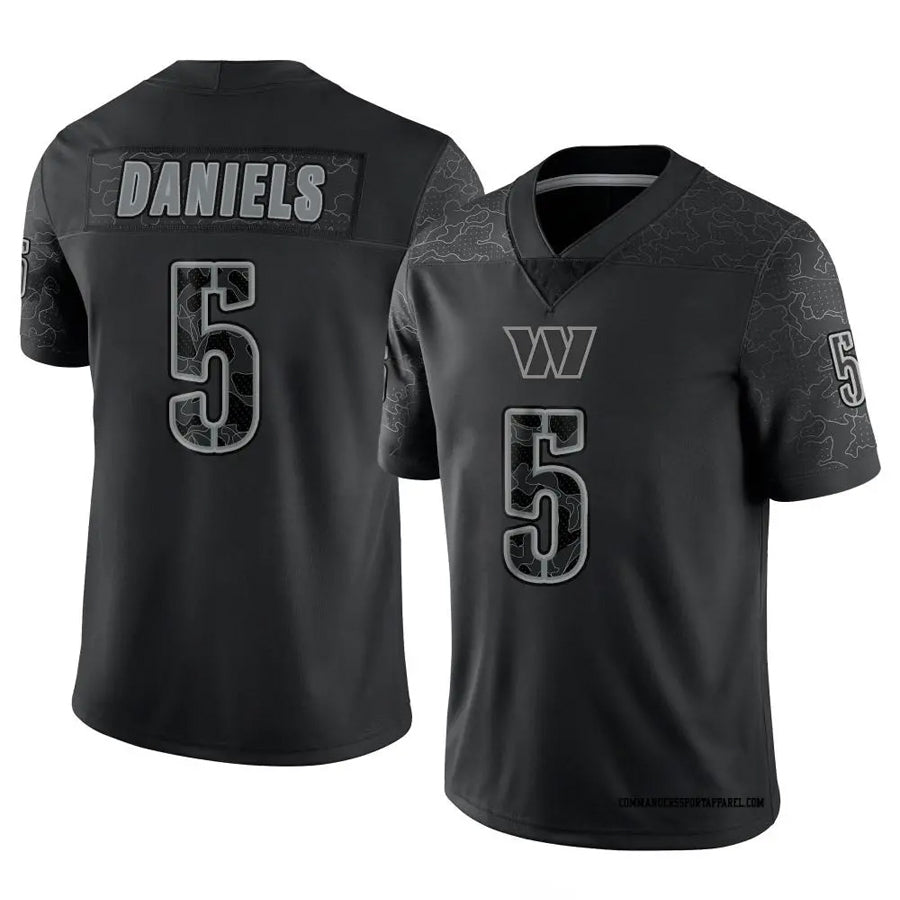 Pouc W.Commanders #5 Jayden Daniels Player Black RFLCTV Limited Stitched Jerseys