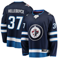 Pouc W.Jets #37 Connor Hellebuyck Navy Breakaway Replica Jerseys
