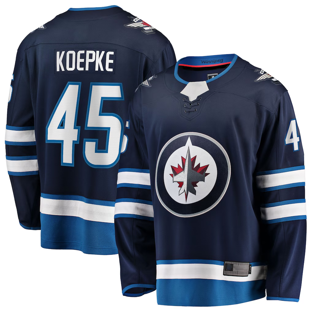 Pouc W.Jets #45 Cole Koepke Navy Home Breakaway Jerseys