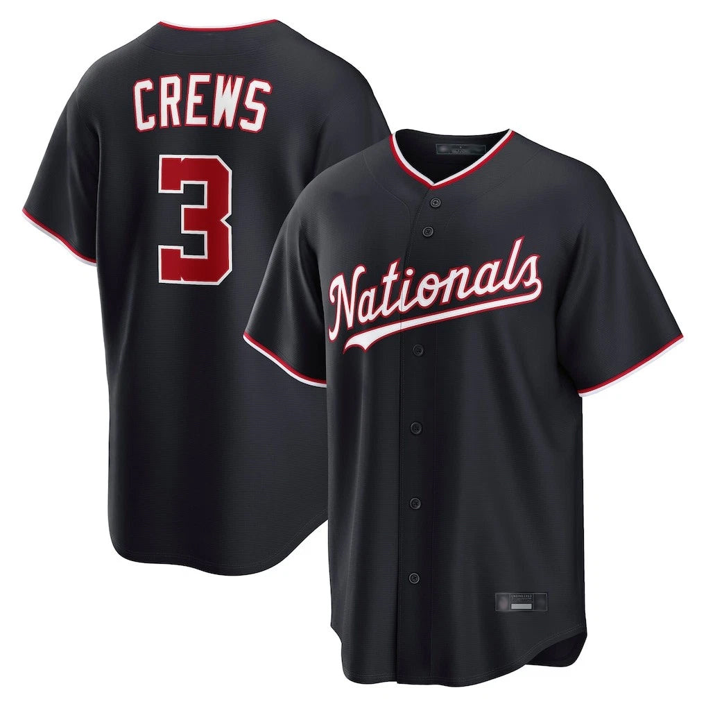 Pouc W.Nationals #3 Dylan Crews Player Navy Game Stitched Jerseys