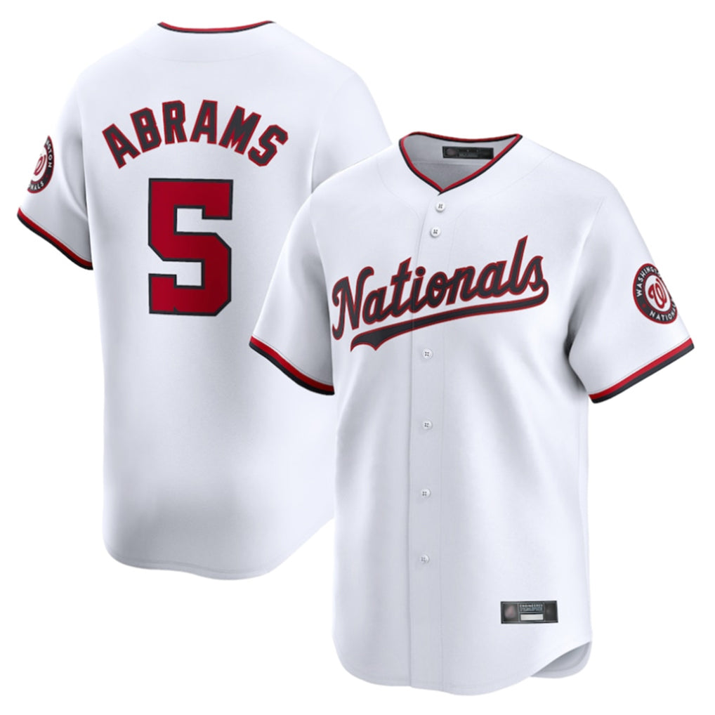 Pouc W.Nationals #5 CJ Abrams Player White Home Limited Stitched Jerseys
