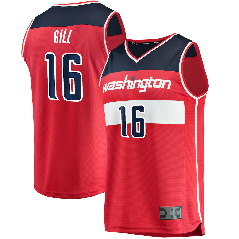 Pouc W.Wizards #16 Anthony Gill Red Fast Break Replica Jerseys - Icon Edition