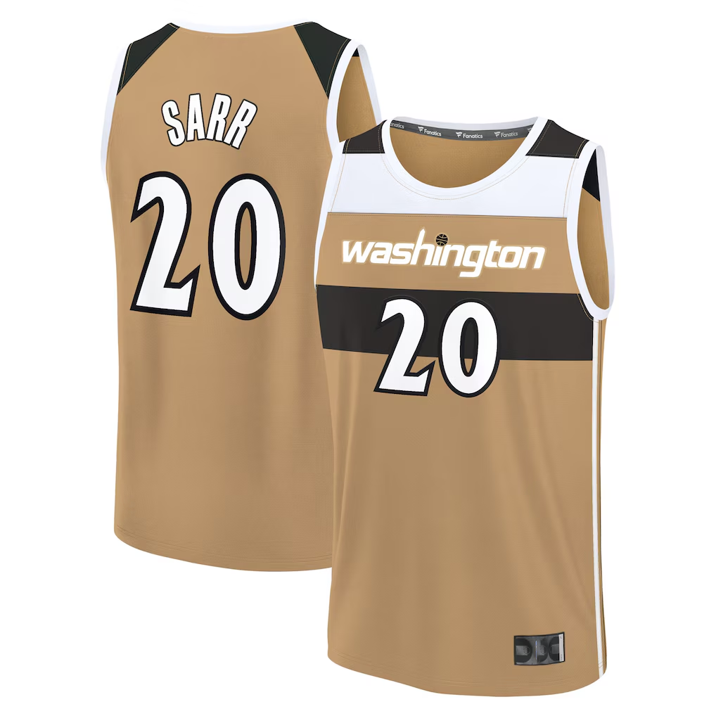 Pouc W.Wizards #20 Alex Sarr Gold 2025-26 City Edition Fast Break Jerseys