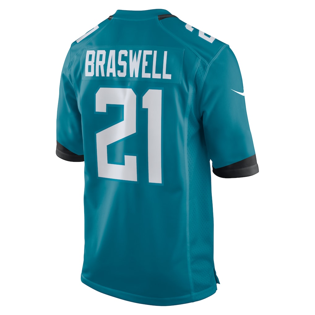 Pouc J.Jaguars #21 Christian Braswell Teal Team Game Jersey
