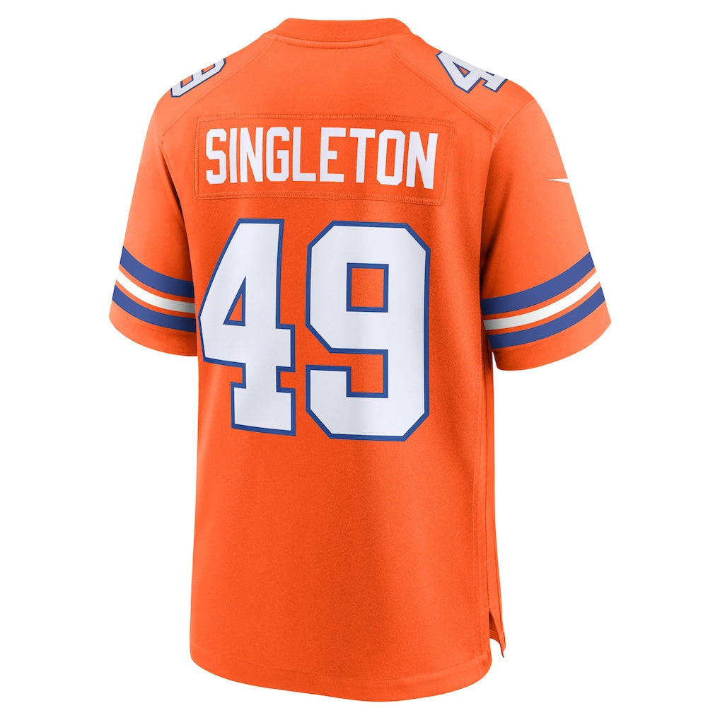Pouc D.Broncos #49 Alex Singleton Orange Alternate Game Jersey