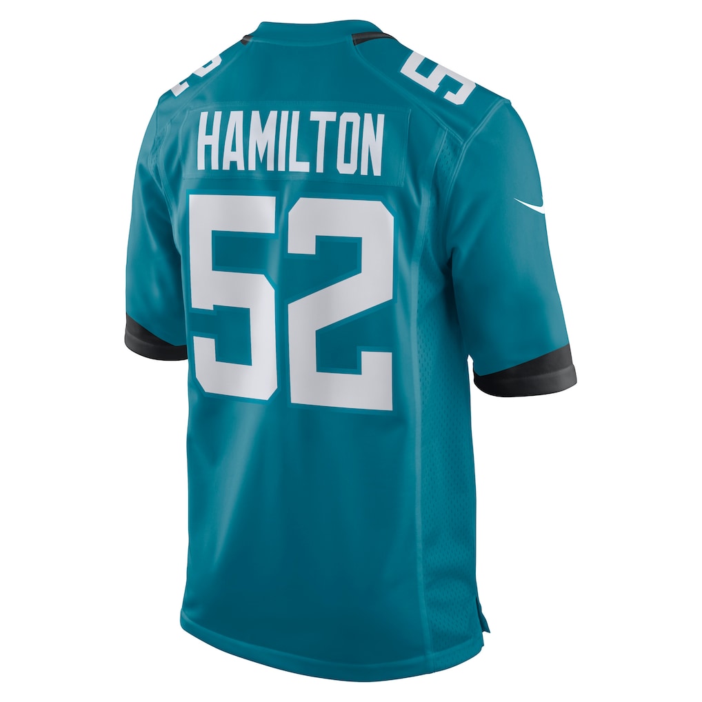 Pouc J.Jaguars #52 DaVon Hamilton Teal Team Game Jersey