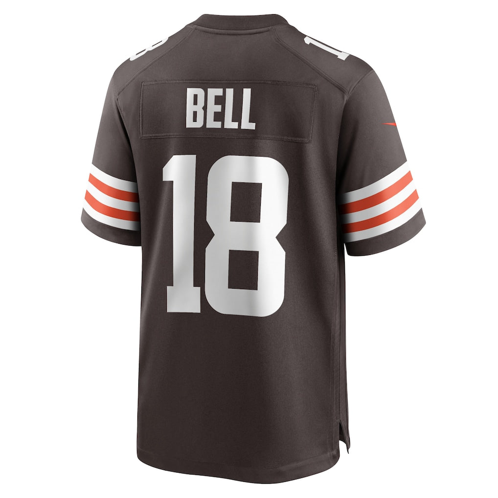 Pouc C.Browns #18 David Bell Brown Game Jersey