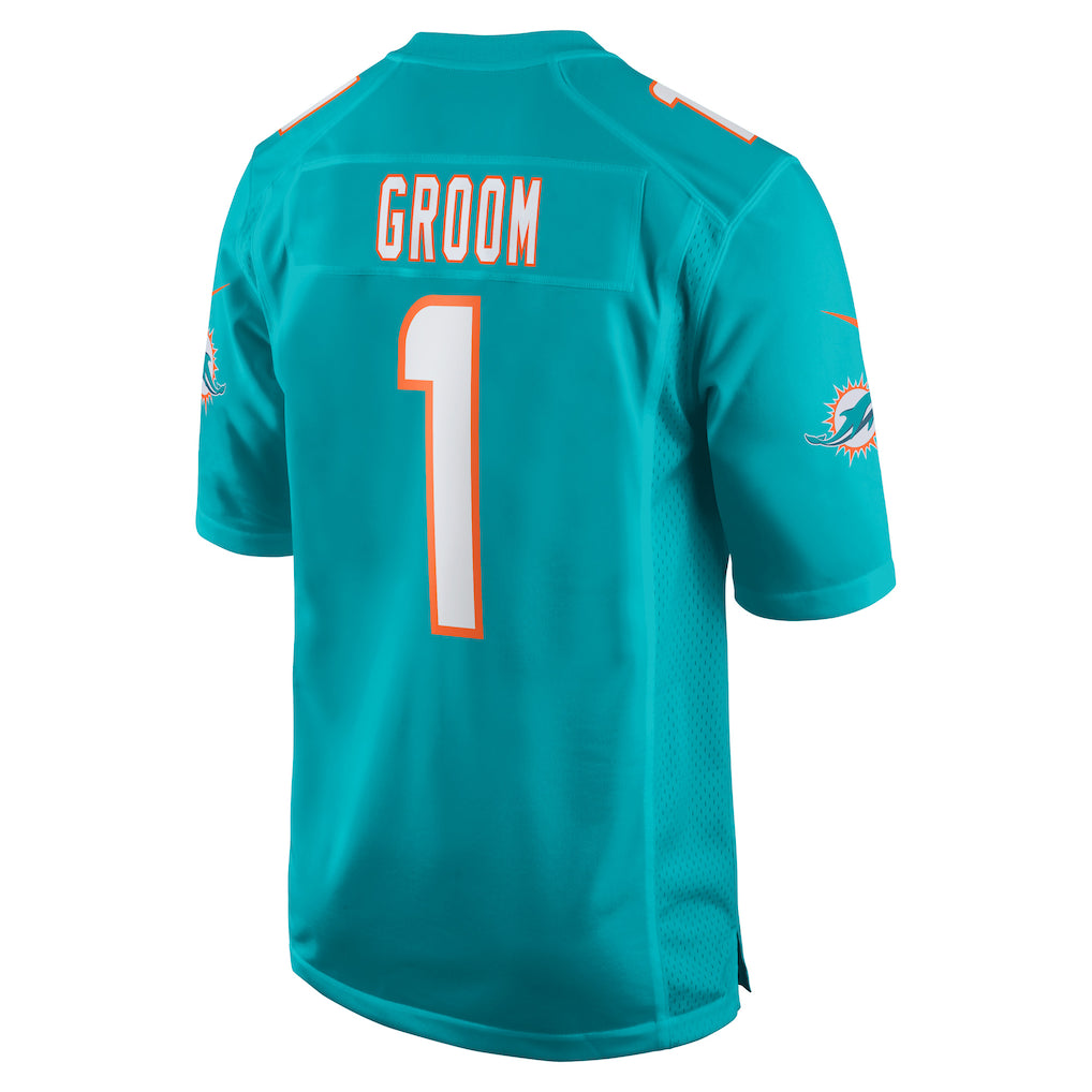 Pouc M.Dolphins #1 Groom Aqua Game Jersey