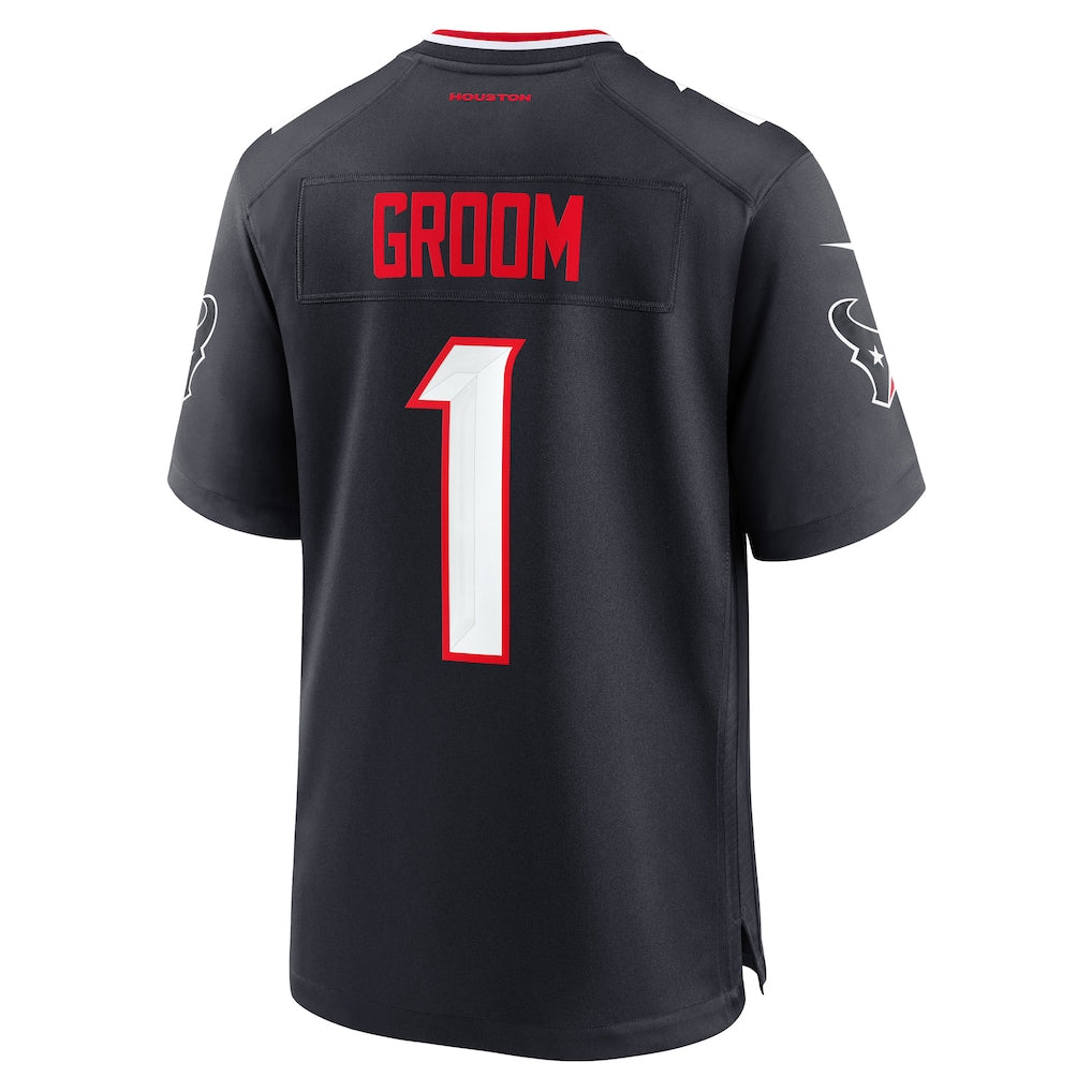 Pouc H.Texans #1 Groom Navy Game Jersey